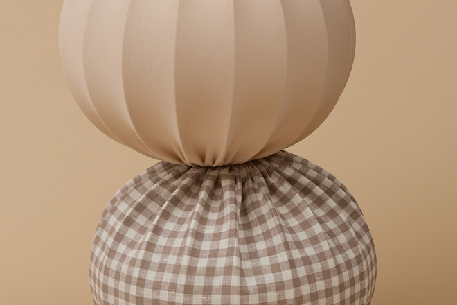 Checked linen globe lampshade