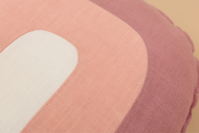 Pastel Pink Rainbow Linen Cushion