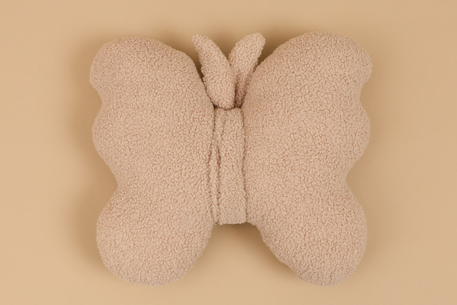 Butterfly Bouclé Cushion - Latte