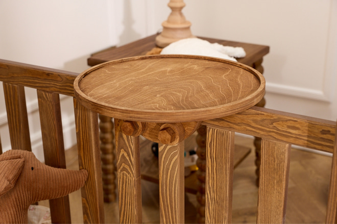 Round Wooden Bedside Table - Natural