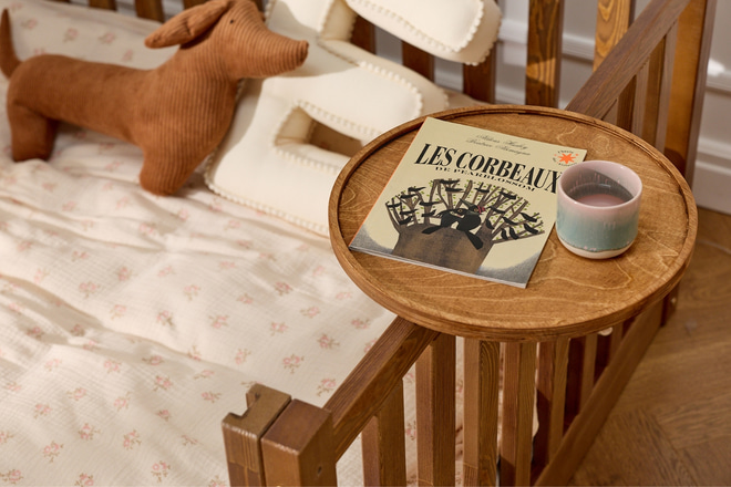 Round Wooden Bedside Table - Natural