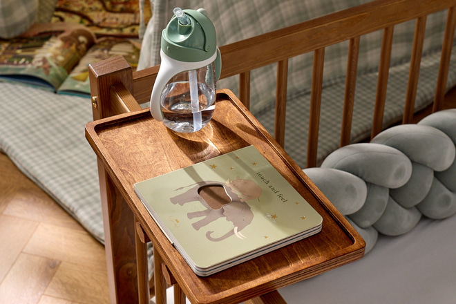 Rectangular Wooden Bedside Table - Natural