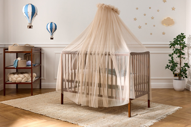 Dossel de Cama em tule Bege Quente - com Estrutura