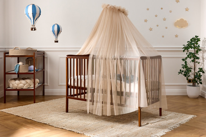 Dossel de Cama em tule Bege Quente - com Estrutura