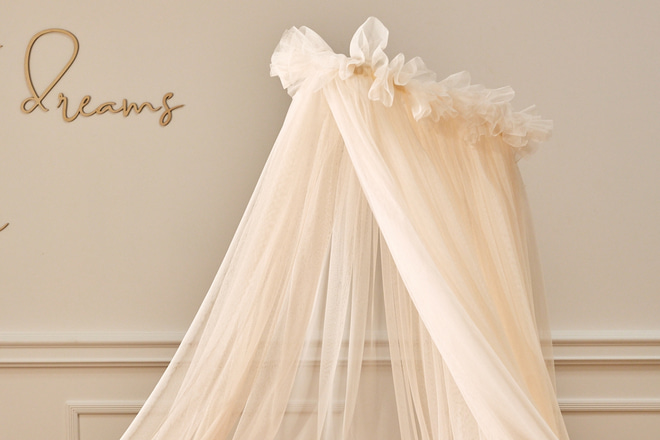 Ciel de lit en Tulle Champagne - avec Flèche de Lit