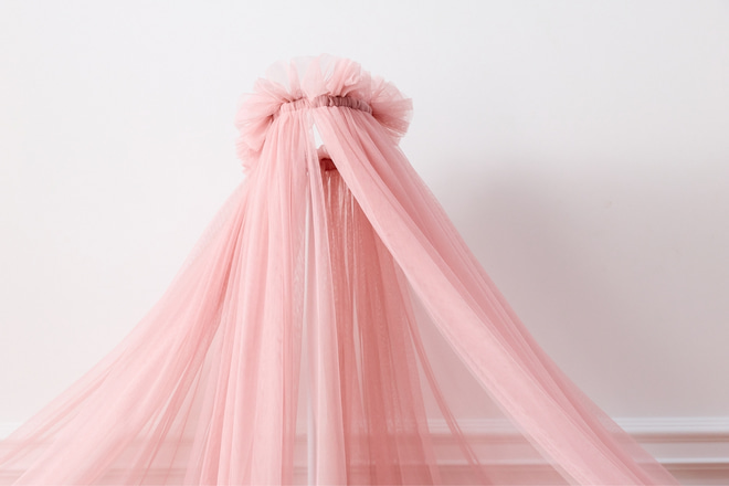Ciel de lit en Tulle Vieux Rose - avec Flèche de Lit