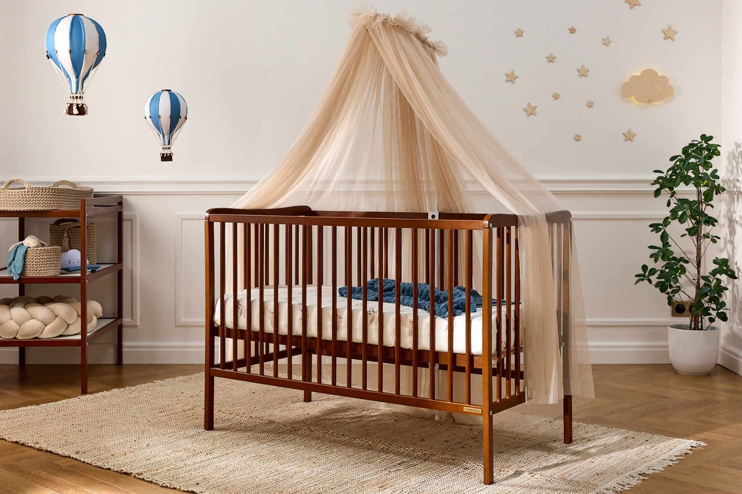 Mon Lit Cabane - - Ciel de Lit en Tulle Warm Beige - avec Flèche de Lit - Beige