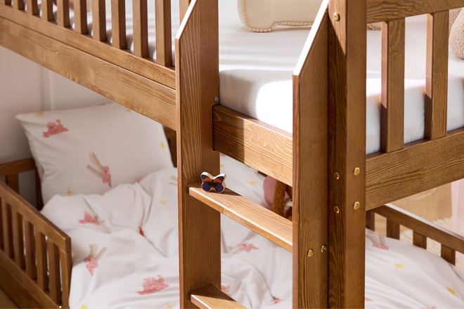 Vintage Bunk Bed L Premium On The Floor 90x190cm