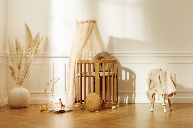 Cielo de cama de tul Beige Cálido - con Estructura