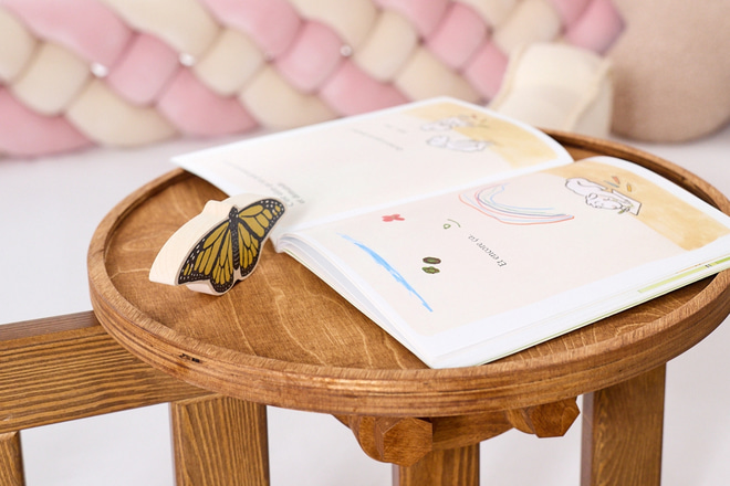 Round Wooden Bedside Table - Vintage