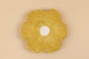 Coussin Marguerite en Velours Côtelé – Jaune