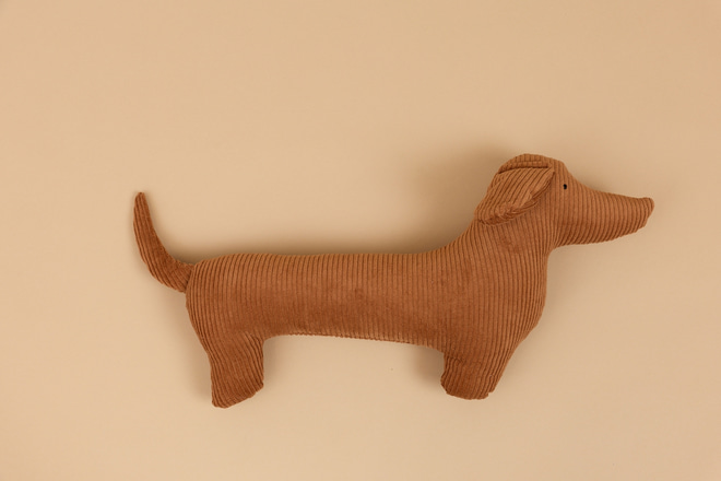 Coussin Teckel en Velours Côtelé