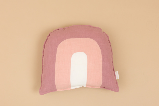 Pastel Pink Rainbow Linen Cushion