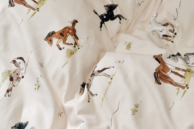 Cotton Satin Horses Duvet Set 140x200