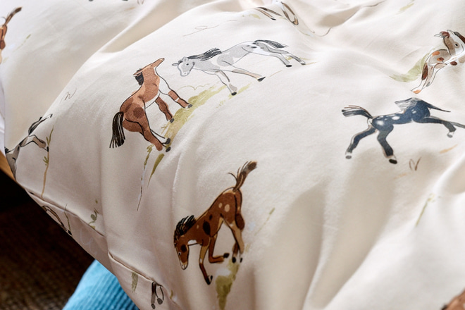 Cotton Satin Horses Duvet Set 140x200
