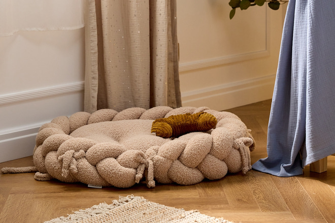 Cesta Trenzada Bouclé - Cappuccino