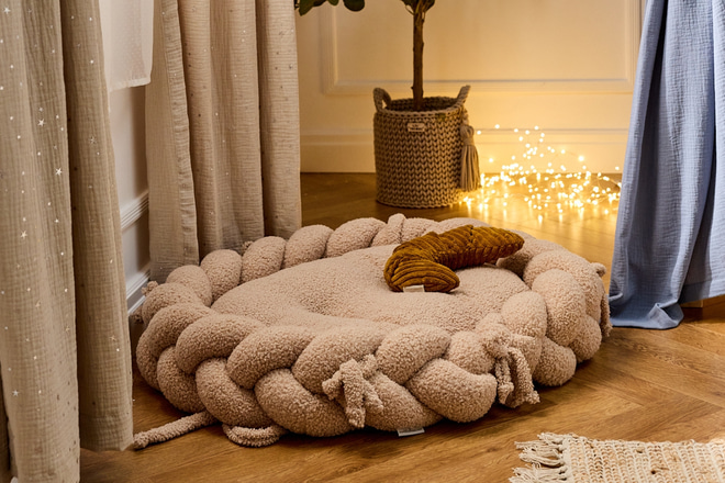 Cesta Intrecciata Bouclé - Cappuccino