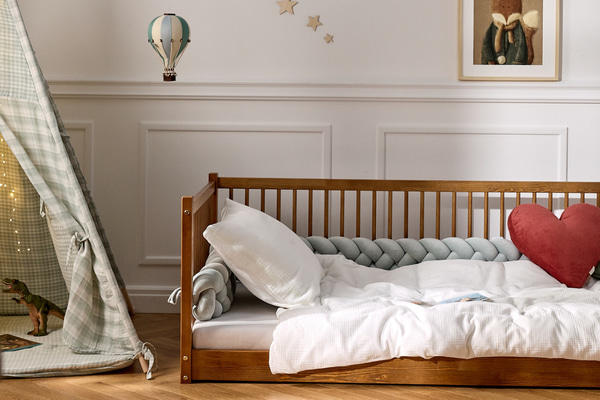 Sage Green Bed Bumper - 3 Ropes