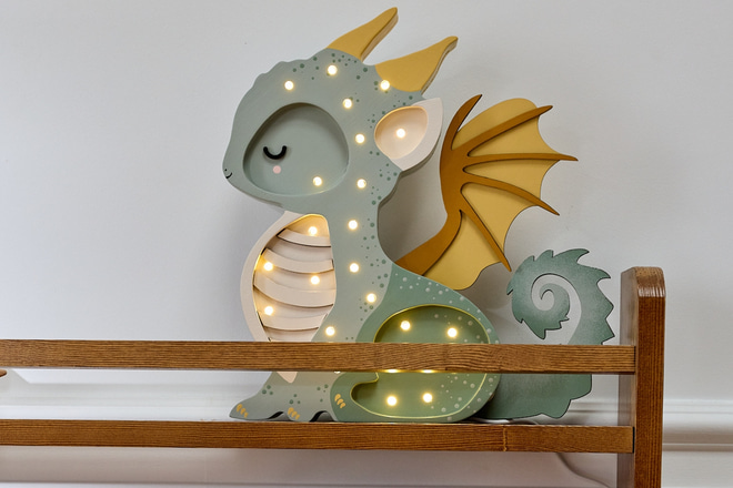Lampička Little Lights Dětský drak zelená LED