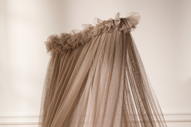 Taupe Tulle Baby Bed Canopy with Frame