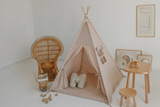 Tipi de Muselina de Rayas con Alfombra Beige
