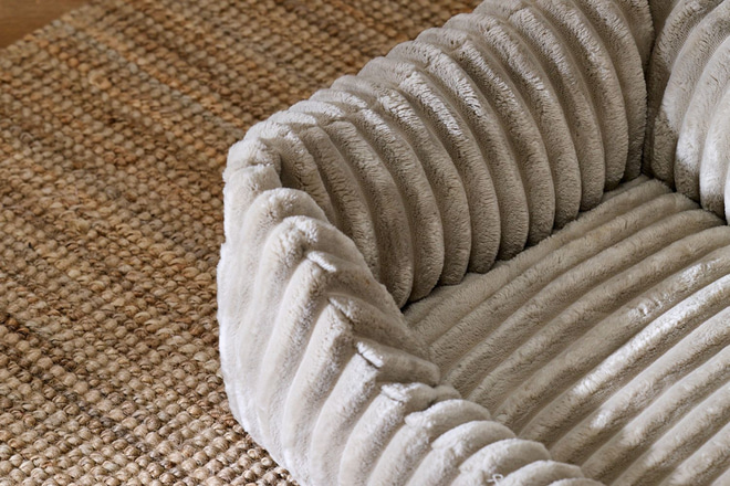 Cesta Bella de Terciopelo Acanalado – Beige