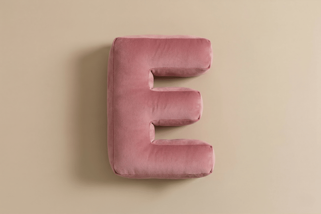 Letter Cushion E - Pink Gold