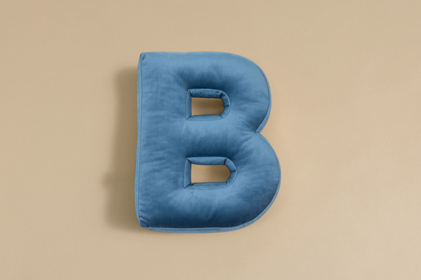 Coussin Lettre B - Velours Bleu