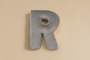 Coussin Lettre R - Velours Gris