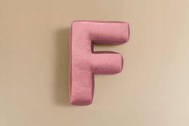 Almofada Letra F - Rosa Ouro