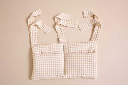 Pochette de Rangement Lit - Petits Carreaux Beige