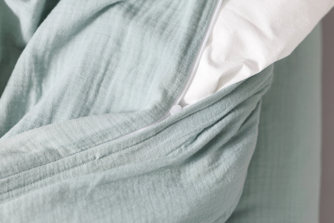 Cotton Muslin 120x170 Duvet Set - Sage green