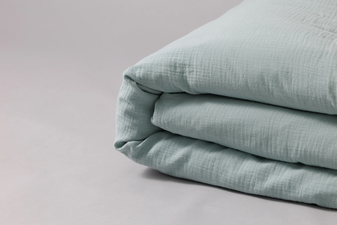 Cotton Muslin 120x170 Duvet Set - Sage green