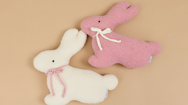 Coussin Lapin Bouclé - Blanc