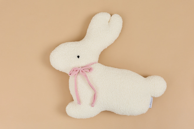 Coussin Lapin Bouclé - Blanc