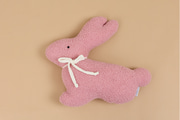 Coussin Lapin Bouclé - Rose