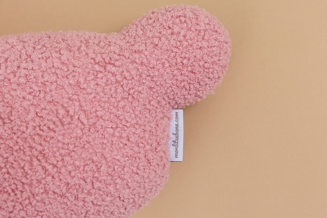 Coussin Lapin Bouclé - Rose