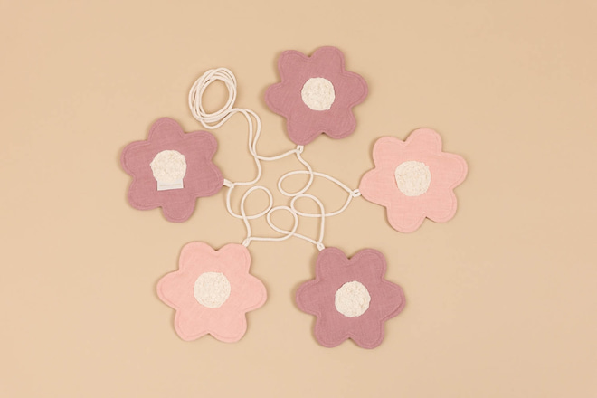 Linen Flower Garland - Pastel Pink