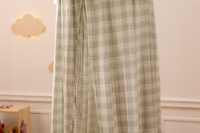 Cielo de Cama de Muselina a Cuadros Menta