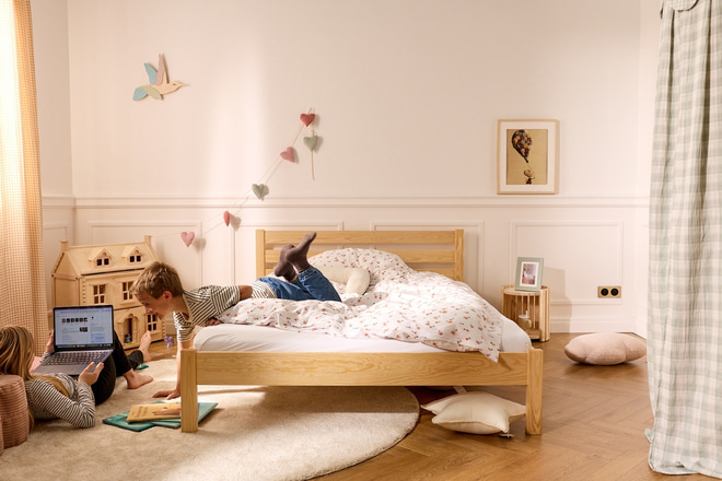 Juego de cama en algodón satinado Flores pequeñas 140x200cm