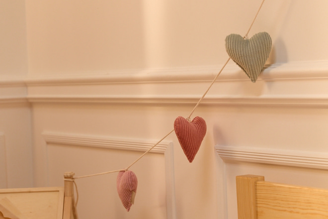 Corduroy Hearts Garland Spring