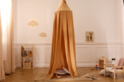 Ochre Cotton Muslin Canopy with Gold Dots