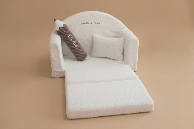 Bouclé-Sofa - Weiß - Personalisierbarer Name