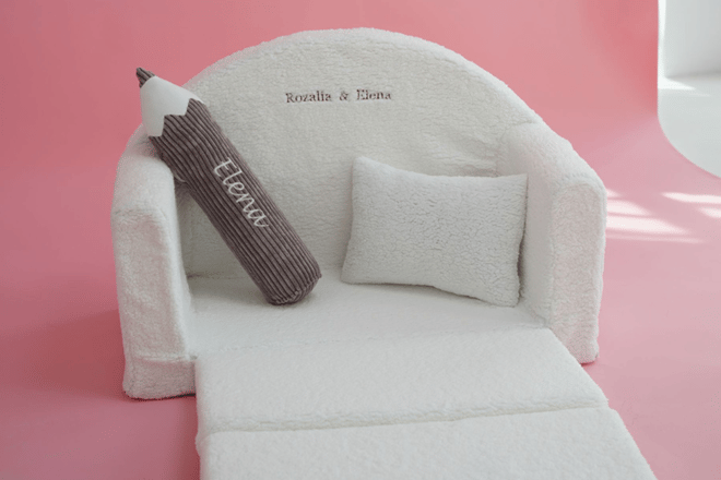 Sofa Bouclé - Blanc - Nom personnalisable