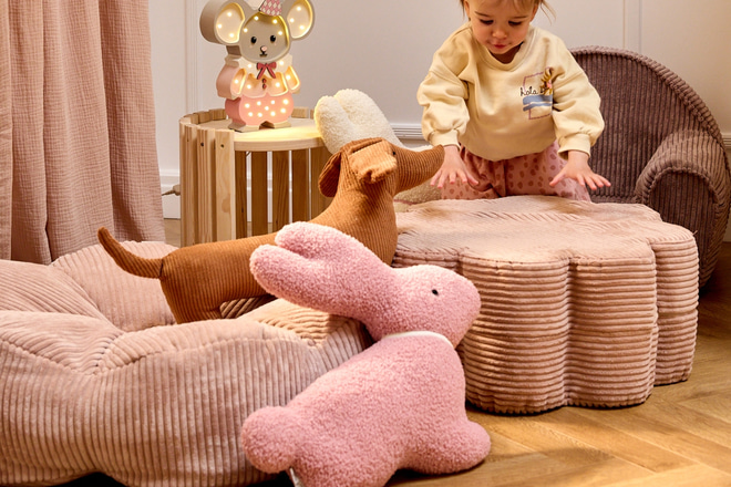 Bouclé Bunny Cushion - Pink