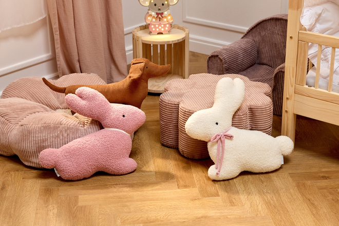 Coussin Lapin Bouclé - Blanc