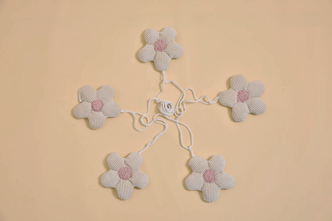 Guirlande Fleurs en Velours Côtelé - Beige