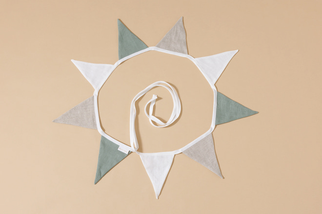 Guirlande Triangles en Lin Blanc et Vert