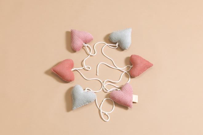 Corduroy Hearts Garland Spring