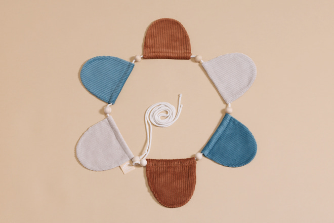 Corduroy Semi-Circles Garland Blue and Caramel